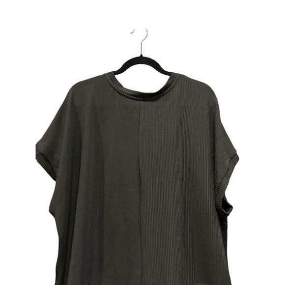 Dokotoo Women's Short Sleeve Crewneck Ribbed Knit Pullover T-Shirt Size XL Black - Picture 6 of 8